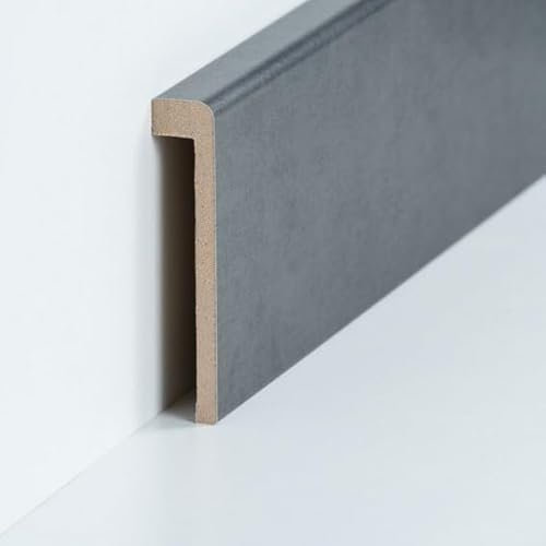 Fliesenabdeckleiste Bis 85 mm Höhe 19 x 96 x 2500 mm MDF-Kern foliert Grau zum Kleben, Schrauben & Nageln Abdeckleiste für Fliesensockel by PROVISTON 25 Meter | 10 Stück