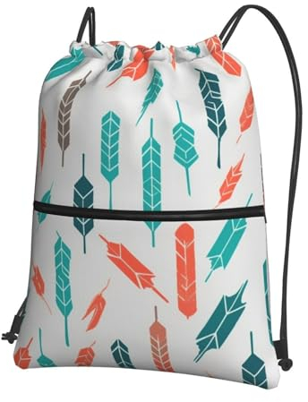 yomeeaaaa Rucksack mit Kordelzug, Turnbeutel, Kordelzugbeutel, Koralle und blaugrüne Pfeile, Kordelzugbeutel für Reisen, Schwarz , One size