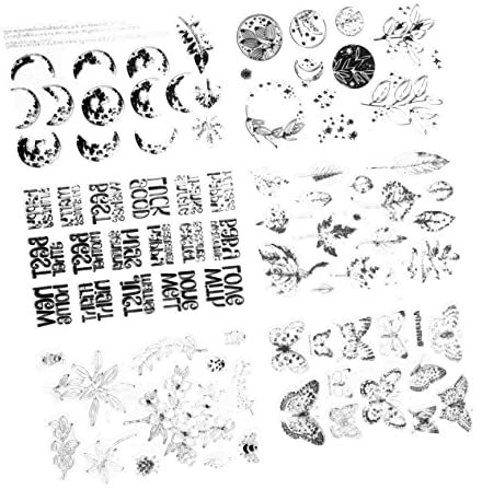 CORHAD 6blätter Vintage Pflanzen Und Blumen Silikonstempel Für Scrapbooking Und Handlettering Transparente Stempel Für Kreative Projekte Und Journaling
