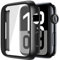 Misxi 2 Piezas Funda Protectora de PC con Protector Pantalla de Vidrio Templado para Apple Watch Series 10 (2024) 46mm, Ultra-Delgada Anti-caída Cubierta de Protección para iWatch, Negro