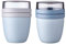 Mepal | Lunchpot Ellipse Mixed | Old Nordic Blue + Nordic Blue | Müslibecher to go | Unterteilung für Joghurt & Müsli | 500 ml + 200 ml | Geeignet für Gefrierschrank, Mikrowelle & Spülmaschine