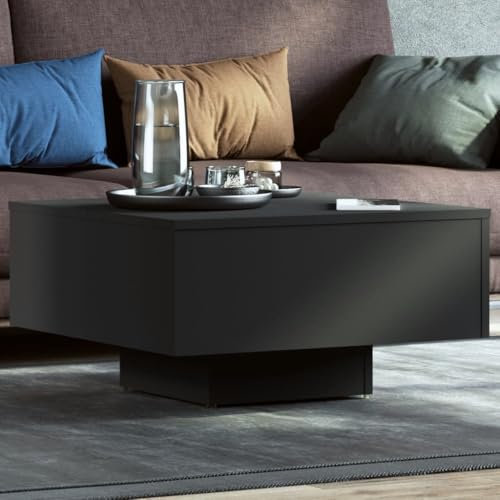 puraday Wohnzimmer Couchtisch 60x60x31,5 cm Beistelltisch Holz Praktischen Multifunktionstisch Schlafzimmer Coffee Table Quadratisch Robust Haltbarkeit Schwarz Holzwerkstoff Metall