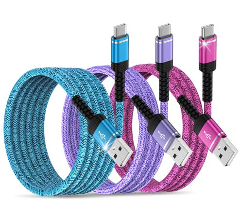 Cavo USB C, [3Pezzi/1.8M+0.9M+0.9M] Cavo USB Type-C Ricarica Rapida Cavetto USB Cellulare C Cavi Nylon Cavo Tipo C Caricabatterie per Samsung Galaxy S25 S24 S23 S22 S21 S20 A15 A16 A56 A55 A54 A53