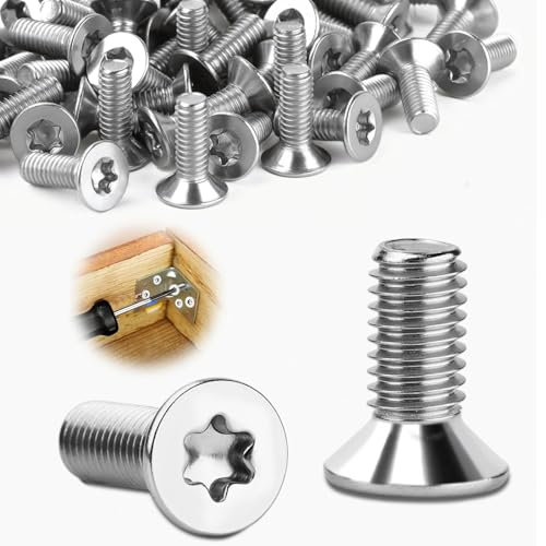 Mbsomnus 30 Stück Flachkopfschrauben M5x16mm Torx Schrauben M5 Edelstahl 304 A2 V2A mit Innensechsrund/Torx-Antrieb Senkkopfschrauben Maschinenschrauben Standard für Holz, Möbel, Metallarbeiten