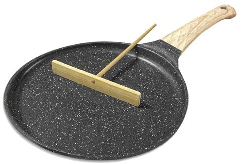 MeYuxg Pfanne Induktion, Crepe-Pfannen für Pfannkuchen, Omeletts, Pfannkuchen mit Antihaftbeschichtung, Bakelitgriff, Universell für Herde Haushalts-Gasherd-Induktionsherd – Grau (20CM)