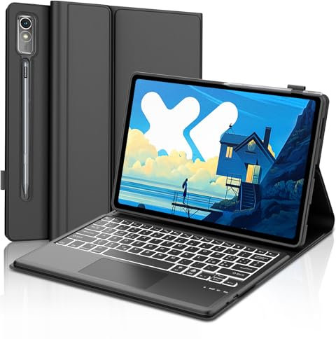 IVEOPPE Cover Tastiera Lenovo Idea Tab Pro 12.7 Pollici 2025 con Touchpad, Custodia Tastiera Trackpad Italiano Bluetooth Retroilluminata per Lenovo Xiaoxin Pad Pro 12,7 2025, Nero