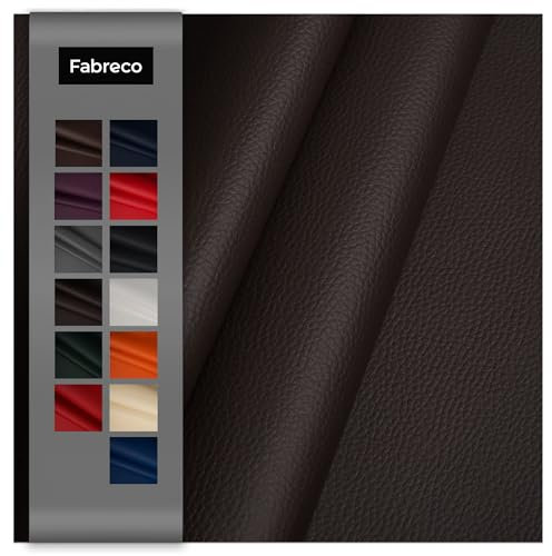 Fabreco - KUNSTLEDER Meterware (3 M x 140 cm) – Lederimitat in Lederoptik - Bezugsstoff Meterware für Möbelstoffe - Stoffe für Stühle Beziehen - Polsterstoff, Polsterbezug & Möbelstoff (Dunkelbraun)
