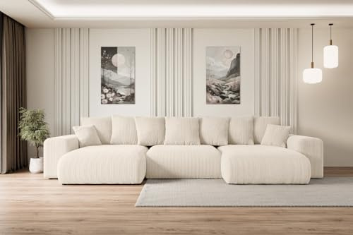 ALTDECOR Ecksofa mit Schlaffunktion U-Form Eskar-U 364x176x72 - Beige