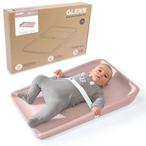 Wickelauflage 50x70 Alondra. Baby Wickelmatte aus weichem Schaumstoff. Wickelauflage abwaschbar und tragbare in Rosa. Glenn