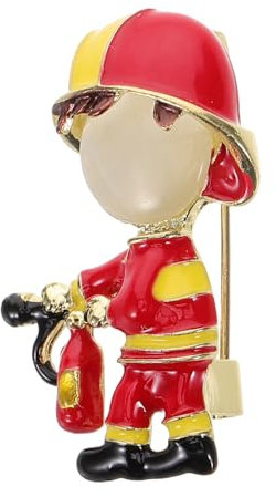 LRXIYODE Feuerwehr Brosche Rot Brooch Pin Cartoon Kleidungsschal Anstecknadel Damen Pullover Accessoire Leicht Tragbar Für Party Reise