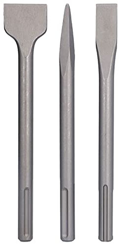 3Pcs Hammer Drill Chisel Set Including Scaling Flat Point Chisel Carbon Steel Rotating Hammer Drill Bits for Tile Concrete Removal (SDS (Five pits))
