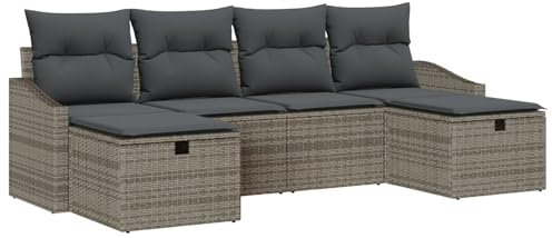 vidaXL Sofa Set 6 STK. Poly-Rattan, Garten- und Terrassenmöbel, modernes Modulsystem, Leichter Loungesofa, wetterfester Rattan-Sitzplatz
