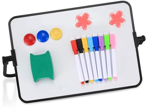 1 Stück Whiteboard Magnetwand, kleine doppelseitige Whiteboard Trocken abwischbare, A3-Format Magnettafel Magnetwand, mit trocken abwischbaren Stiften, Radiergummi, Magneten, 42 x 30 cm