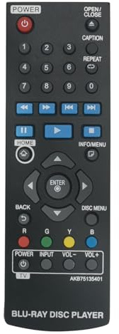 AKB75135401 Replacement Remote Control, Fit for LG Ultra HD Blu-ray Disc Player UP870 UP875 UBK80 BPM25 BPM33 BPM34 BPM35 BP145 BP155 BP165 BP240 BP250 BP255 BP300 BP335 BP340 BP350 BP145N
