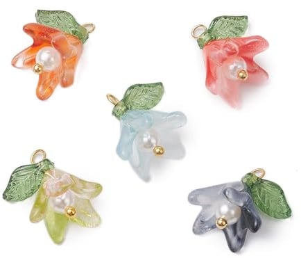 Beadthoven Blumen-Charms zum Basteln von Halsketten, Armbändern, Ohrringen, Schmuckherstellung, Glas