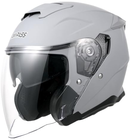 ANYPASS Motorradhelm,Jethelm mit Visier & Sonnenblende | ECE 22.06,Herausnehmbares, waschbares Innenfutter | Komfortpolsterung | geeignet für Mofa, Roller & E-Scooter
