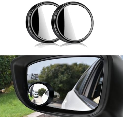 HattusaShield 2 Stück Toter Winkel Spiegel Auto, 360° Verstellbar HD Konvex Weitwinkel Rückspiegel, Selbstklebende Blindspiegel, für Alle Arten von Autos(Schwarz)