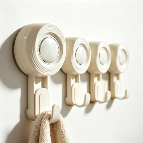 4 Pcs Gancho Ventosa Baño, ganchos ventosas extra fuerte, Ultra Fuerte Sin Agujeros Colgador Toallas Ventosa Impermeable Reutilizable Percha Ventosa MAX 5kg para Toallas Cocina Pared Puerta Ropa