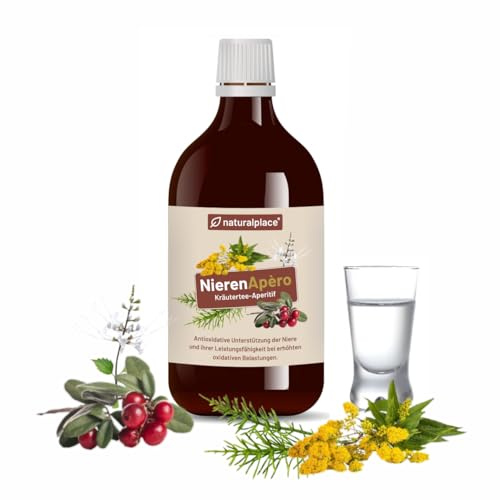 naturalplace® NierenApèro - Kräuteraperitif zur Unterstützung der Nierengesundheit | 500 ml | mit Goldrutenkraut-, Bärentrauben-, Ortosiphonblätter, Zinnkraut und Vitamin C