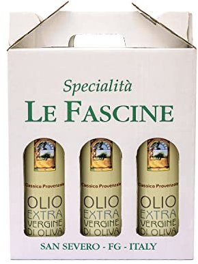 Le Fascine Olio Extravergine di Oliva 100% Italiano Confezione 3 Bottiglie da 750 ml (2,250 Litri) Prodotto Da Olive Mono Cultivar Provenzale
