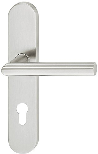 JUVA Design Türgriff Edelstahl Türbeschlag Tür-Knopf Drückergarnitur mit Langschild für Zimmertüren - PZ-Profilzylinder - Mit Knauf - Inklusive Schrauben - Türgriffe Innentüren - Türgriffe