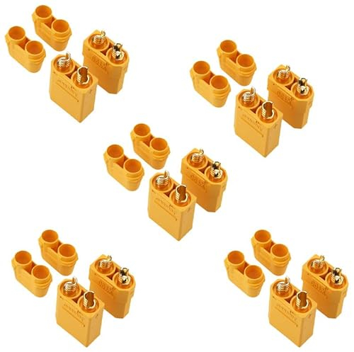 Boladge 5 Paar XT-90 XT90H Stecker Adapter Männlich und Buchse Bananenstecker Rundstecker für RC Batterie
