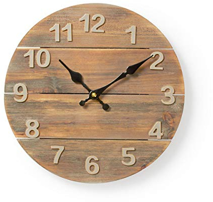 nedis Reloj de Pared Circular 30 cm de diametro Madera
