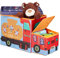 Relaxdays Sitzbox Kinder, Staubox mit Deckel, Spielzeug, faltbar, Motiv Meer, Stauraum, Jungen & Mädchen, 50 L, blau/rot, 33 x 27 x 56 cm