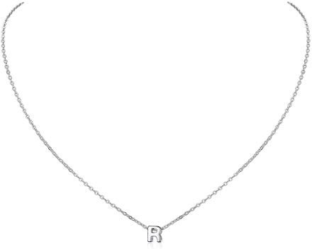 ChicSilver Platin buchstabeketten Kette mit Buchstabeanhänger R Partnerkette Namenskette für Damen und Mädchen