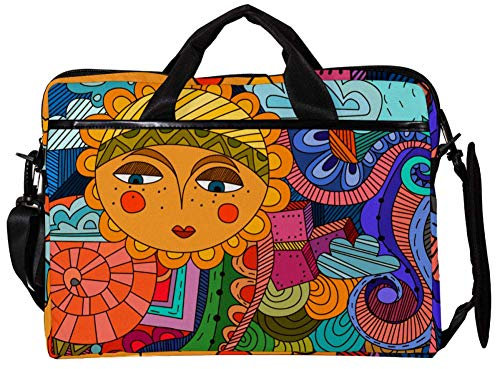 Ezioly Draw A Sun Face Sacoche bandoulière pour Ordinateur Portable 14 à 15,4