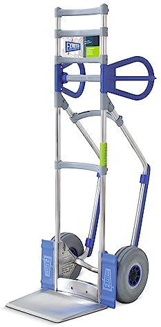 Vollmontierte EXPRESSO Alu Profi- Sackkarre AE24381525K mit klappbarer Schaufel/Für Säcke, Rollen & Kartons / 250kg / pannensichere Vollgummireifen