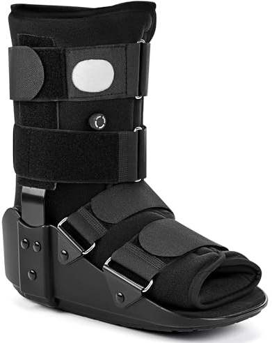 Medibot Advanced Walking Boot for Ankle Injuries & Fractures Adjustable Air Splint with Pump, Medium Black, Fits Shoe Size 6-10'', Men and Women