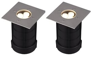 Eckiger LED Bodeneinbauspot 2er Set Edelstahl 11 x 11cm IP65 - belastbar bis 2000kg - ideale Beleuchtung für Außenbereich