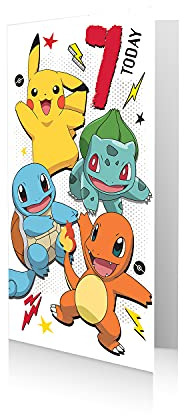 Danilo Promotions, Pokemon-Glückwunschkarte zum 7. Geburtstag, 9 x 5 Stück, PK028