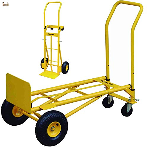 BricoLoco Sackkarre, zusammenklappbar, mit Rollen, Transportwagen, 2-in-1 Plattform, Traglast 200 kg, Industrie, Lagerung, Büro, Umzug, schwere Pakete, Kisten