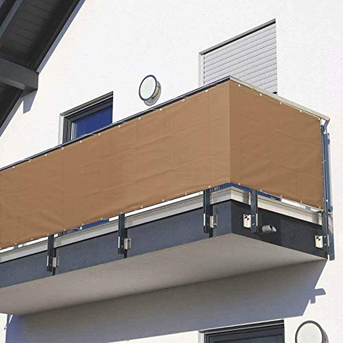 Mallas Ocultacion Balcon, Pantalla Privacidad Balcon, Toldo Lateral Balcon, Opaca Polyster, Resistente Al Agua, Resistente Al Viento, Resistente A Los Rayos UV, Marrón,0.5 * 7.5m