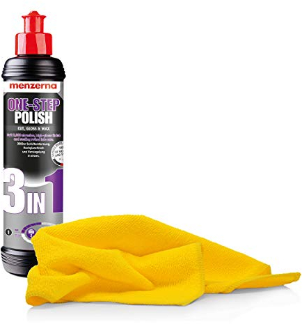 Zubehörset mit Menzerna One-Step Polish Politur 250 ml und Mikrofasertuch 40x40 cm 320 GSM passend für Polierer Parkside PAAP 12 B2 LIDL IAN 338173 und IAN 341740