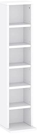 CD DVD Regal CD Ständer - Platz für 102 CDs lub 36 DVDs/Blue Ray Wohnzimmerregal Kinderregal Standregal Bücherregal Organization Schrank in vier Farben (Weiß, 20 x 21 x 91.8)