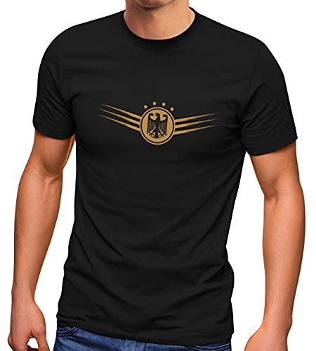 MoonWorks® Herren T-Shirt Deutschland Fußball EM-Shirt 2024 Fußballeuropameisterschaft Deutschlandshirt mit Bundesadler schwarz M