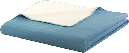 biederlack Wohndecke Doubleface Baumwollmischung Blue heav.-Ecru Größe 150x200 cm