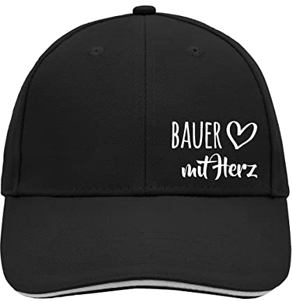 Huuraa Cappy Mütze Bauer mit Herz Geschenk Black/Light Grey Bauer Präsent