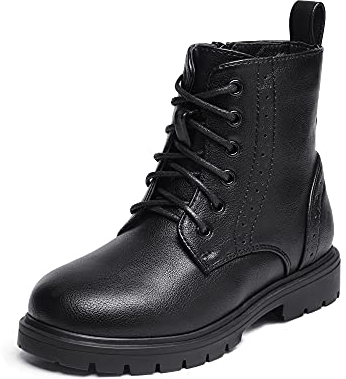 DREAM PAIRS Kids Stivaletti Stringati per Bambina Stivali da Combattimento da Equitazione per Ragazze a metà Polpaccio,Size 32,Nero/Pu,KBO211