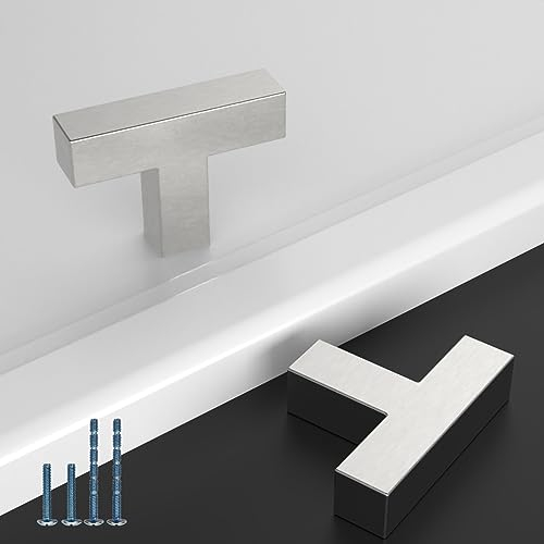 Astrée 10 Stück Möbelknöpfe Edelstahl Gebürsteter Nickel Knauf für Schrank Schrankknöpfe Silber Schubladenknöpfe Schrankknopf Möbelknauf Knöpfe für Kommode Schubladen Knöpfe