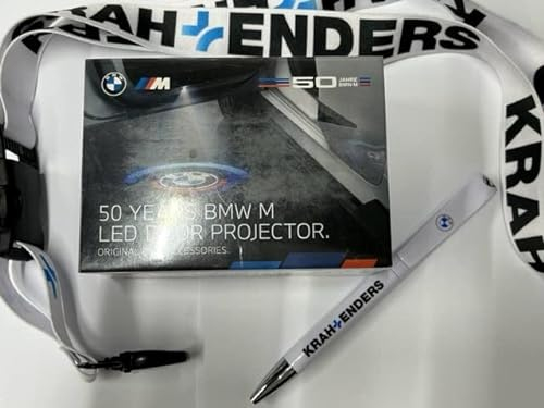 BMW M 50 Jahre LED-Türprojektoren 50mm inkl. Dias + BMW Kugelschreiber + Lanyard