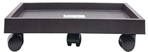 KLOSEKAKA66 Soportes para Macetas Rectángulo con Ruedas Universales Transportadores de Plantas Marrón Carrito para Flores Plantas jardín de casa (40x28cm)