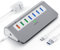 Hub USB 3.2 Gen 2, 7 ports USB C/USB 3.1 vers USB Hub Adaptateur multiport (4 ports de données 10 Gbit/s, 3 ports de charge) Répartiteur USB de 1 m avec adaptateur d'alimentation 30 W pour ordinateur