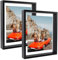 EXYGLO Juego de 2 Marcos de Fotos 20x25 cm Flotantes, Marco de Fotos Doble Cristal, Marco Doble Care para Colgar en la Pared o de pie Sobre la Mesa, Muestra Fotos de Hasta 24x29cm, Negro Clásico