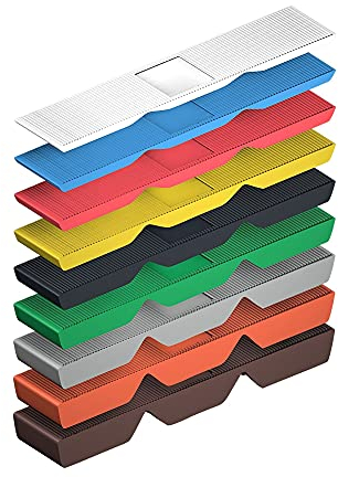 DOJA Barcelona | Cuñas Plastico | 100x20mm | 25 Pcs de Cada Altura 1, 2, 3, 4, 5, 6mm | 10 Pcs de Cada Altura 8, 10, 12mm | en Polipropileno | para Cuña Puerta, Ventana PVC, Muebles, Acristalamiento