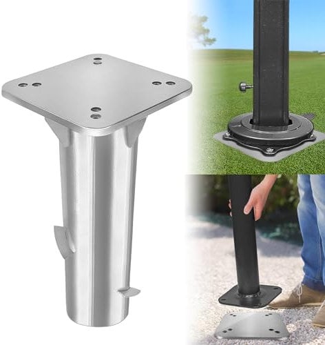 YZNAHRE Universal Bodenplatte Schirmständer Sonnenschirmständer für Sonnenschirme, Robust Metall Bodenanker Bodenhülse, Silber