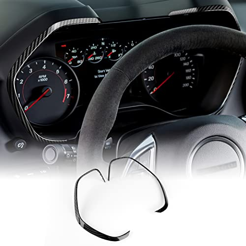 KUNGKIC Kohlefaser Auto Armaturenbrett Tachorahmen Aufkleber Dekorative Innenbereich Compatible with Chevrolet Camaro 2016-2023 Zubehör (Schwarz)